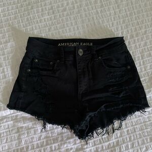 American Eagle Outfitters Black Frayed Jean Shorts